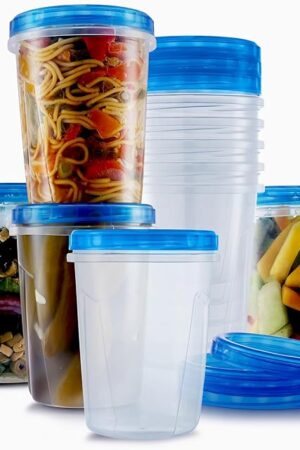 10 Pack Leakproof Freezer Containers for Food with Twist Top Lids - 32 Oz BPA Free Reusable Plastic Soup Containers with Screw On Lids - Ideal for Meal Prep, Leftovers & Pantry Organization