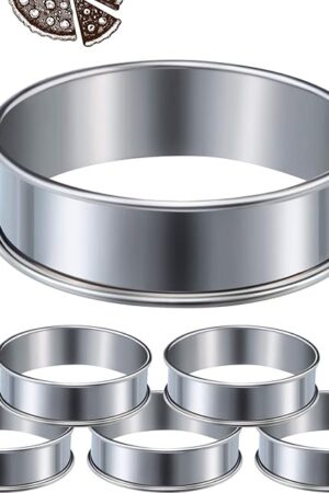 6 Pcs English Muffin Crumpet Rings 3.15 Inch Double Rolled Tart Ring Stainless Steel Nonstick Metal Round Mold for Home Food Making Tool