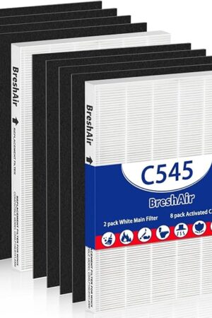 C545 Filter Replacement Compatible with Winix C545 Air Purifier, 2 Filters S and 8 Activated Carbon Pre-Filters, Compare to Part # 1712-0096-00 & 2522-0058-00