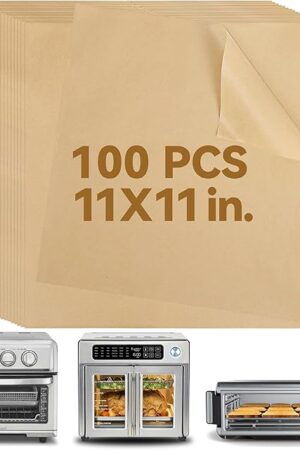 Air Fryer Liners Disposable Parchment Paper, Airfryer Liner 11x11 Inch 100pcs Paper Sheets Basket Liner Accessories For Cuisinart, Breville, Cosori, Emeril Lagasse Toaster Oven Xl Air Fryer