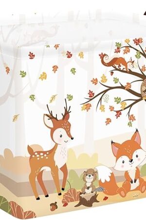 Clastyle Autumn Forest Animals Baby Laundry Hamper Maple Tree Kid Storage Basket Boys Girls Gift Toy Box Collapsible Clothes Organizer Nursery Bin for Bedroom,Fox Squirrel,40 * 30 * 30 cm