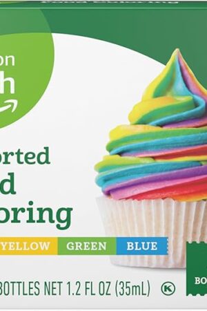 Amazon Fresh, Assorted Food Coloring, 1.2 Fl Oz (Pack of 4) (Previously Happy Belly, Packaging May Vary)