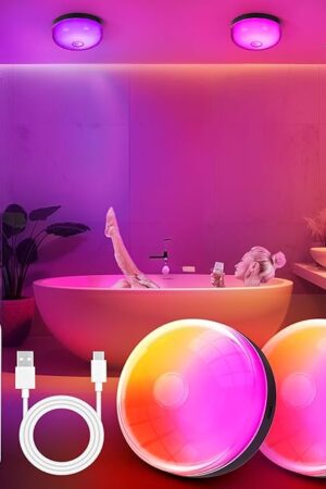 2-Pack Rechargeable Shower Lights for Inside Shower, 15 RGBW Color Changeable Waterproof Lights for Shower with Remote(Dimmable๏ผTimer), Wireless LED Mood Lighting for Bathroom, Closet, Bedroom, Party