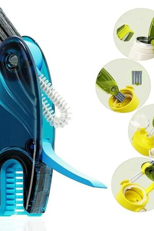 4 in 1 Multifunctional Cup Lid Cleaning Brush Set, 1pc Bright Blue, Plastic