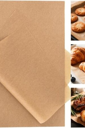 100PCS Unbleached Parchment Paper Sheets - 9 x 13 In Precut Non-Stick Baking Paper for Baking, Grilling, Air Fryer, Steaming, Oven, Parchment Sheets for Bread Cookie Cooking Bakery Supplies