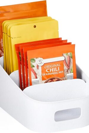 YouCopia ShelfBin Packet Organizer, 4-Tier Stairstep Raised Divided Bin, BPA-Free Storage Caddy for Kitchen Pantry and Cabinet Organization, Tea Bags, Medicine, and More