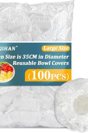 100 Bowl Covers Bread Proofing - Extra Large Plastic Wrap for Food Sourdough Bread Baking Rising Elastic Reusable Plate Covers Outdoor Food Fresh Keeping Bags Shower Cap Hair Deep Conditioning