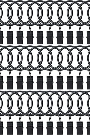 BOOMIBOO 36 Pack Curtain Rings with Clips, Drapery Clips with Rings, Hangers Drapes Rings, Drapery Rings 1.26 inch, Fits up to 1 inch Diameter Curtain Rod, for Hanging Drapes Bows Hat and So On