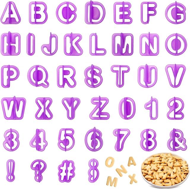 40 Pcs Alphabet Cookie Cutters, Fondant Letter Cutters, Number Cookie Cutters, Alphabet Cake Stamp Tool Set, Plastic Letter Cookie Cutters, Letter Cutters for Cake Decorating, Biscuit DIY Baking