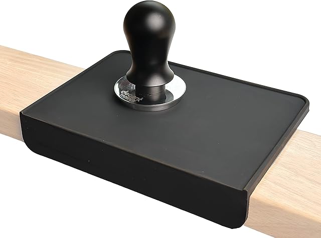 Espresso Tamper Mat, Black Silicone Food Grade Pad 8 X 6 Inch Coffee Tamping Mat, Coffee Tamp Station, Espresso Accessory, Waterproof and Heat Resistant (Black)