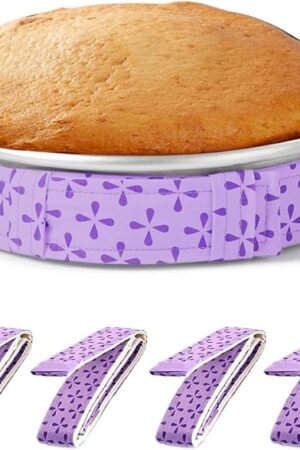 4 Piece Cake Strips For Even Bakery Super Absorbent Baking Strips For 8 And 10 Inch Cake Pans Prevents Domed Tops Cracked Edges Essential Baking Supplies