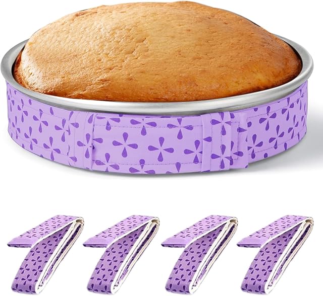 4 Piece Cake Strips For Even Bakery Super Absorbent Baking Strips For 8 And 10 Inch Cake Pans Prevents Domed Tops Cracked Edges Essential Baking Supplies