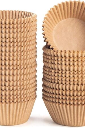 Caperci Standard Natural Cupcake Liners 500 Count, No Smell, Grease-Proof Paper Muffin Liners, Food-grade Baking Cups for Cupcakes, Muffins, Nuts
