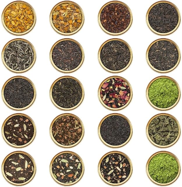 VAHDAM, World Top 20 Tea Sampler - Black, Green, Chai, Herbal & More | Assorted Loose Leaf Gift Set Variety Pack | Tea Gift Ideas for Women & Men