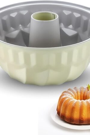Boxiki Kitchen Premium Non-Stick Fluted Cake Pan - Ceramic Bakeware for Perfect Pound Cakes, Chocoflan & More - Durable & Easy Release