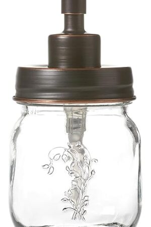 12oz Mason Jar Oil Rubbed Bronze Soap and/or Lotion Dispenser for Hand Sanitizer; Petite, Cute and Compact Liquid Soap or Hand/Body Lotion Refillable Dispenser (Oil Rubbed Bronze, Single 12oz)