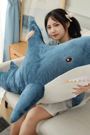 The Ryttir 31 Inch XL Big Shark Stuffed Animal,Soft Shark Plush Chubbier Stuffed Shark Décor Fuzzy Shark Pillow,Perfect Stress Relief Shark Gifts for Women Kids
