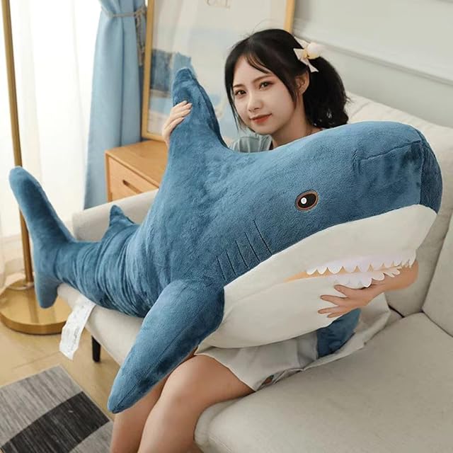 The Ryttir 31 Inch XL Big Shark Stuffed Animal,Soft Shark Plush Chubbier Stuffed Shark Décor Fuzzy Shark Pillow,Perfect Stress Relief Shark Gifts for Women Kids