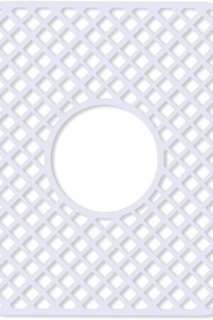 2 Pack Silicone Sink Protector for Kitchen Sink, Lozenge Pattern 13 x 11 inches Sink Grid Mat Silicone Protectors, Center Drain, White