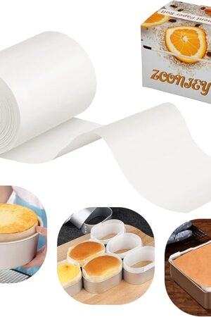 Baking Parchment Paper Side Liners - Baking Strips Roll for Round Cake Pans, Cheesecake Springform Pan, Non Stick Pan Lining Paper 3.15in x 164ft, Pre-cut Heat Resistant Kitchen Paper