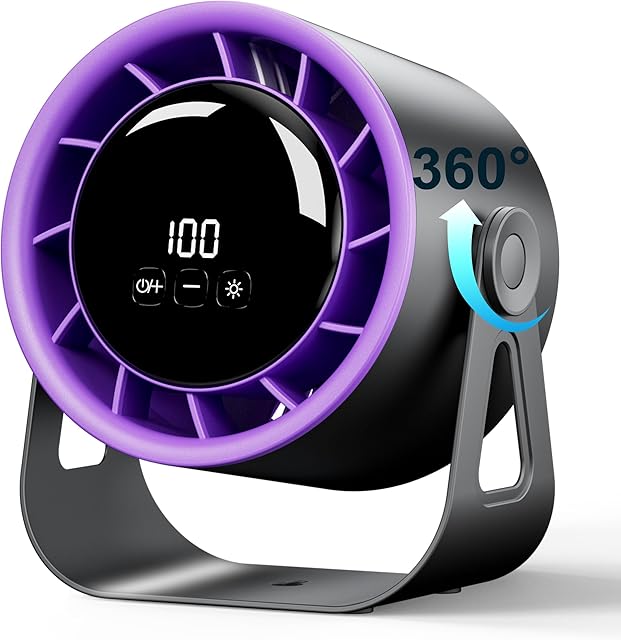 Desk Fans, Digital Display Rechargeable USB Fan, Desk Fans Small Quiet 100 Speeds Strong Wind, 4000mAh Battery Operated Portable Fan for Bedroom, Office, Dorm, Bedside, Home, Beige