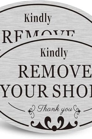 CARGEN 2 PACK Kindly Remove Your Shoes Oval Please Take Off Your Shoes No Shoes Sign Decal Sticker Home House Door Sign 6.3" x 3.8"