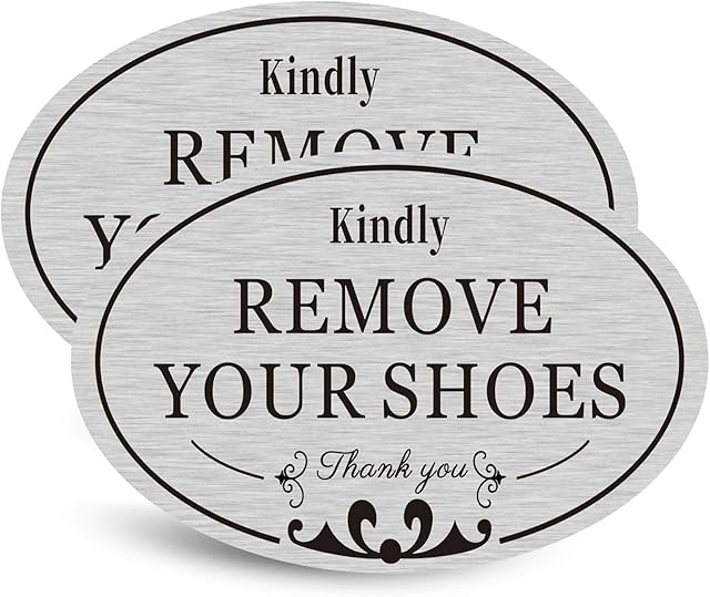 CARGEN 2 PACK Kindly Remove Your Shoes Oval Please Take Off Your Shoes No Shoes Sign Decal Sticker Home House Door Sign 6.3" x 3.8"
