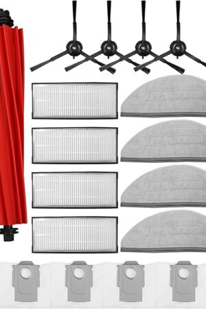 23PCS Vacuum Cleaner Accessorie Kit Compatible with Roborock S8/S8+/S8 PRO Ultra, 1 Set Main Brush &1 Rolling Brush &4 Filters &4 Side Brushes &4 Mop Cloth Pads &6 Dust Bags &1 Cleaning Tool