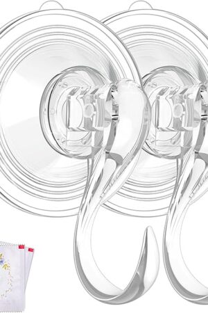 VIS'V Wreath Hanger, Large Suction Cup Wreath Hooks with Wipes, Heavy Duty, 22 LB Capacity, Removable and Reusable, Clear, 2 Pcs