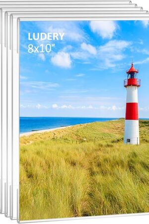 8x10 Acrylic Picture Frames,Set of 6 Clear Photo Frame for Wall,Clear Frameless picture Frames 8 x 10,Floating Hanging Picture Frames 8 x 10 for Home, School, Office