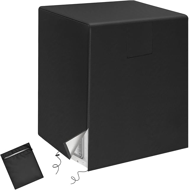Air Conditioner Cover for Outside Units, Durable Fits 32W x 32D x 36H IN Central AC Condenser Appliance, Wind Water Sun Leafproof, Square Black