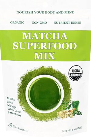 Cherie Sweet Heart Matcha Powder Green Mix, 6oz 34 Servings | Focus & Energy | Non-GMO Mixed Greens | Plant Based | Organic Green Tea Powder | Natural Caffeine Drink Mix | Superfood