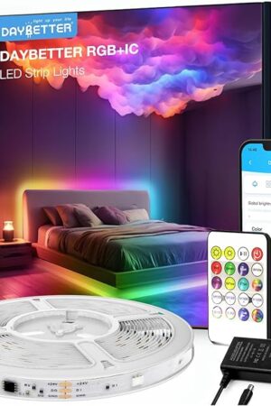 DAYBETTER Smart IC LED Strip Lights, BGRIC LED Lights for Bedroom, DIY Multiple Colors on One Line, App Control Color Changing Strip Lighting Music Sync Home Decor 16.4 ft