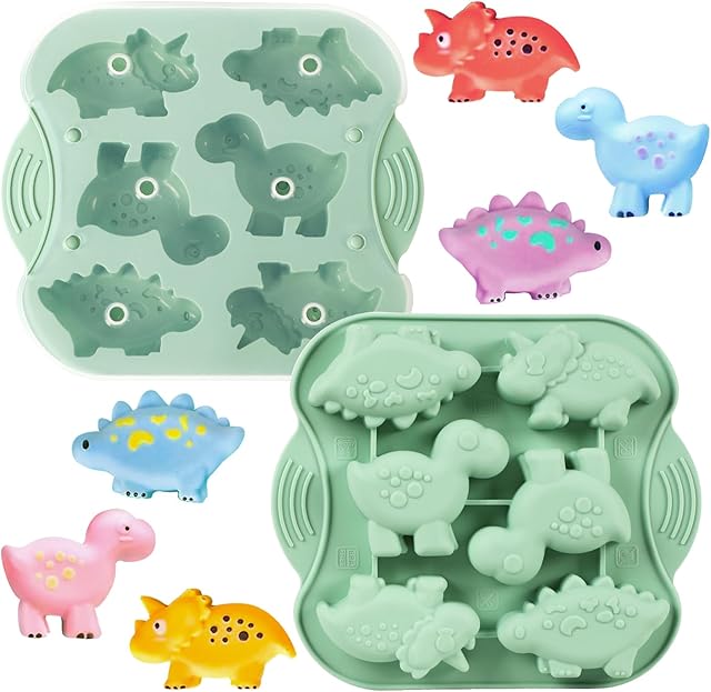2-Pack Silicone Dinosaur Mold, Multi-Purpose Jello Molds for Kids, Dinosaur Silicone Mold for Chocolate, Dinosaur Baking & Crafting Tool for Cake, Candy, Jello, Ice Cubes