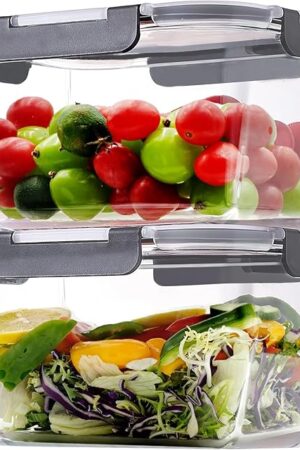 2 Pack Large Glass Storage Containers withLids 85oz/10.5cup Big Airtight Glass Food Storage Containers for Rotisserie Chicken Watermelon Meal Prep, BPA Free, Freezer Dishwasher Oven Safe