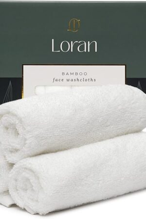 White Washcloths Set of 6 Facial Cloths 10" x 10" 100% Viscose Derived from Bamboo Face Cloth