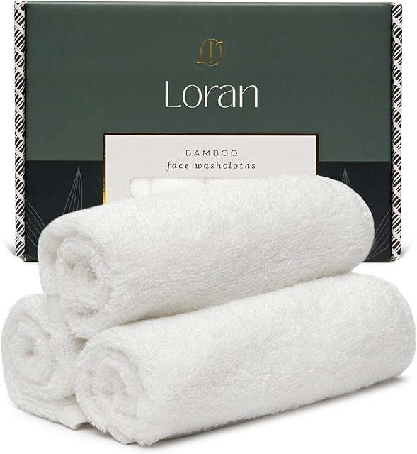 White Washcloths Set of 6 Facial Cloths 10" x 10" 100% Viscose Derived from Bamboo Face Cloth
