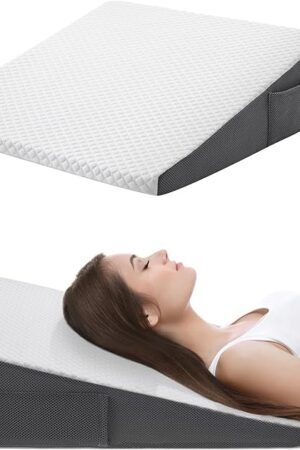 Cozymaker 7.5" Bed Wedge Pillow for Sleeping After Surgery, Back Support, Leg Elevation, Gerd Acid Reflux, Neck Pain, Snoring, Cooling Memory Foam Triangle Incline Wedge, Removable Washable Cover