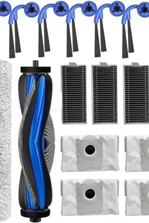 17 PCS Replacement Accessories Kit for Ecovacs Deebot X9 pro Omni / x9 pro Vacuum Cleaner, 1 Main Brush,6 Side Brush,4 HEPA Filter, 4 Dust Bags, 1 Roller Brush, 1 Cleaning Brush