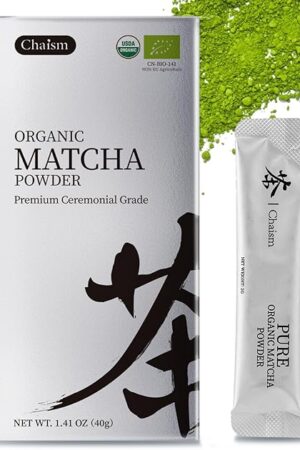 Chaism Matcha Green Tea Powder - 20 Single Serve Packets | Ceremonial Grade | USDA Organic | Premium First Harvest | Gluten-Free | Vegan | 100% Pure