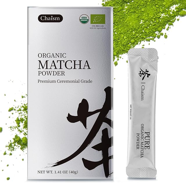 Chaism Matcha Green Tea Powder - 20 Single Serve Packets | Ceremonial Grade | USDA Organic | Premium First Harvest | Gluten-Free | Vegan | 100% Pure