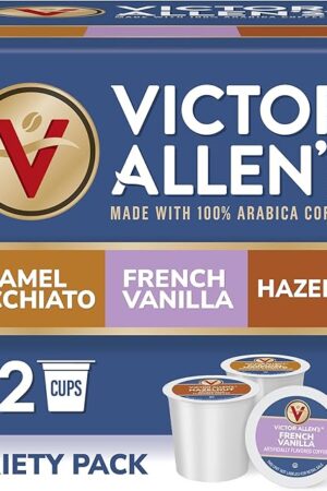 Victor Allen's Coffee Variety Pack (French Vanilla Flavored, Caramel Macchiato, Hazelnut), 32 Count, Single Serve Coffee Pods for Keurig K-Cup Brewers