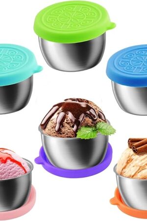 6-Pack 1.6oz Thickening Stainless Steel Salad Dressing Cups with Leakproof Lids | Reusable Sauce Containers for Lunch Box, Travel, Picnics & Kitchen Storage – Dishwasher Safe & Eco-Friendly