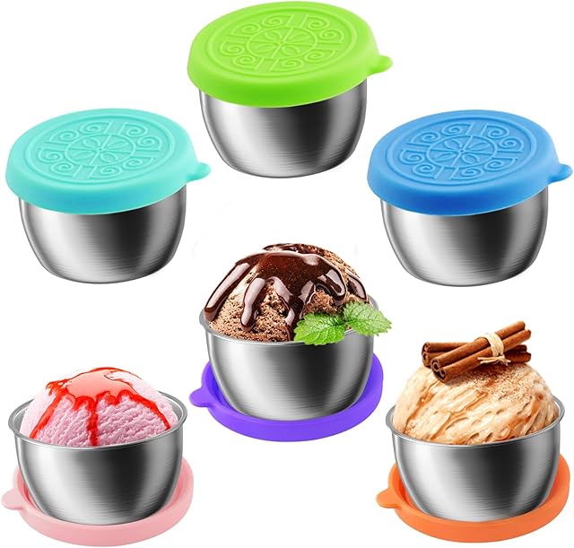 6-Pack 1.6oz Thickening Stainless Steel Salad Dressing Cups with Leakproof Lids | Reusable Sauce Containers for Lunch Box, Travel, Picnics & Kitchen Storage – Dishwasher Safe & Eco-Friendly
