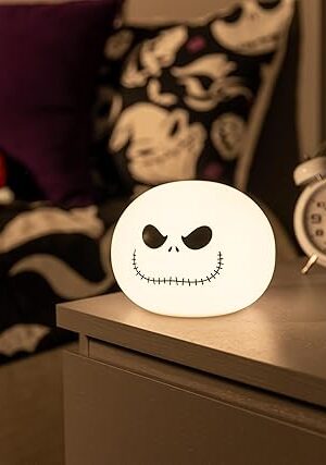 Disney Jack Skellington Squishy Light - Color-Changing Night Light for Kids & Adults, USB/Battery Operated Dimmable Lamp, Halloween & Christmas, Perfect for Bedroom, Playroom, Living Room (82503)