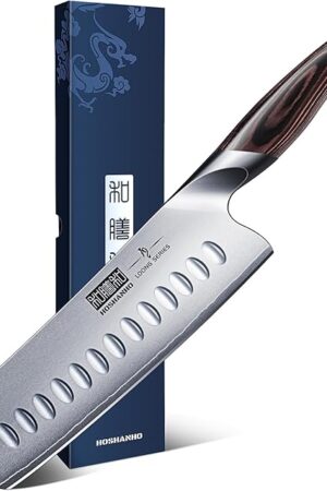 7 Inch Nakiri Knife, Japanese High Carbon Stainless Steel Chef Knife, Multipurpose Meat Vegetable Sharp Kitchen Knife with Ergonomic Pakkawood Handle