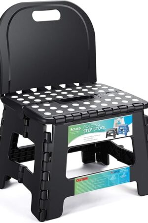 ACSTEP Folding Kids Step Stool with Back Support for Kids,9" Plastic Kids Chair for Outdoor or Indoor Kitchen Step Stools and Bathroom Stool for Toddlers Boys Girls