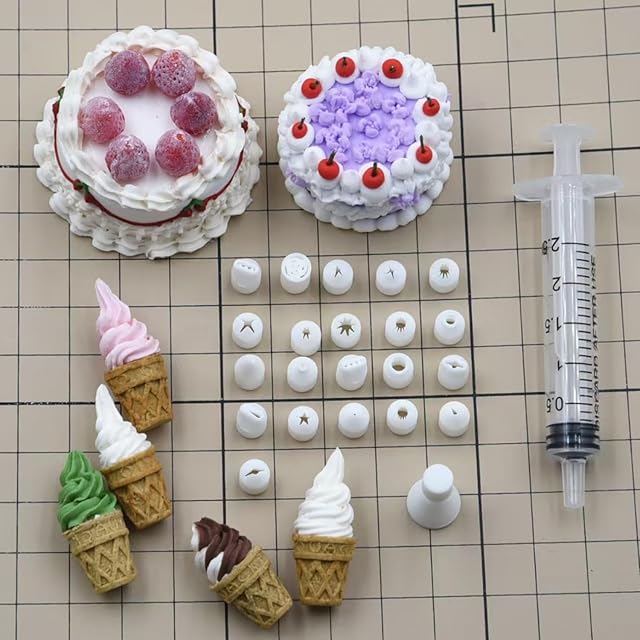 6pieces /19 pieces /21 pieces Original Mini Clay Nozzles, Cupcake Icing Piping Kit, Hand Decorating Tips Accessories Precision Mini Tools DIY decoration - with a Converter Head (21)