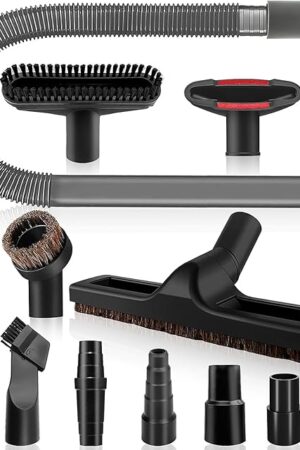 13-Piece 1 1/4 Inch Shop Vac Attachments Cleaning Kit With Vacuum Floor Brush/Dryer Lint Vac Attachment/Flexible Crevice Tool (Hose Adapters for 1 1/4" to 2 1/2"Hoses)