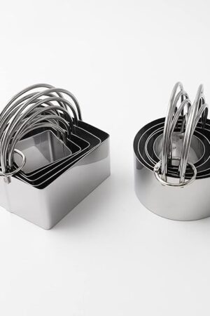 Cookie Cutters Set of 10, 5 sizes round and 5 sizes square Stainless steel Biscuit cutters with handles